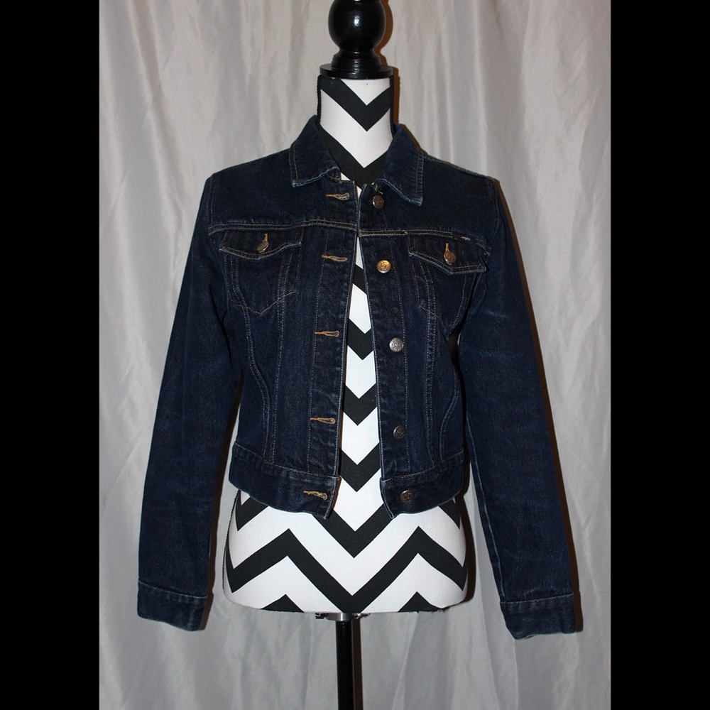 Angels Dark Blue Cropped Jean Jacket